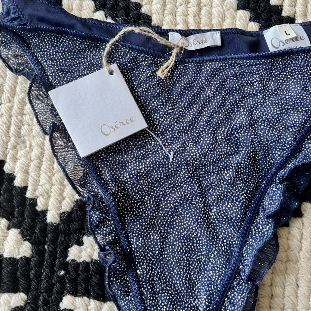Oseree Navy Ruffle Bikini Set - Picture 7 of 11